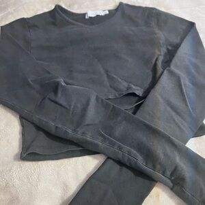 Black Long Sleeve Crop Top
